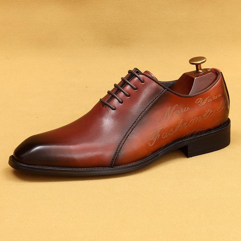 

[Эксклюзив для VIP-персон] Мужские кожаные туфли-оксфорды ручной работы на шнуровке из британской кожи: Официальная обувь с острым носком, подходящая по цвету 43