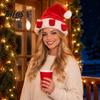 Plush Holiday Hat Christmas with Drink Holder, Adults Velvet Santa Claus Hands Free Holder Cap 3 Cups, Red Xmas for New Year Party Beer Drinking