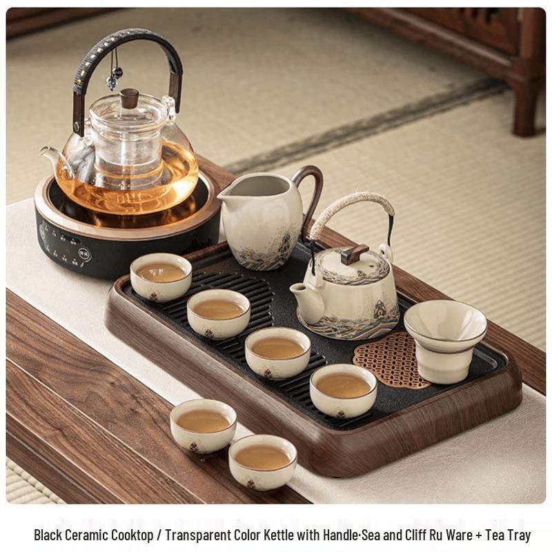 ChaXun Black Electric Ceramic Stove Tea Set with Glass Pot
