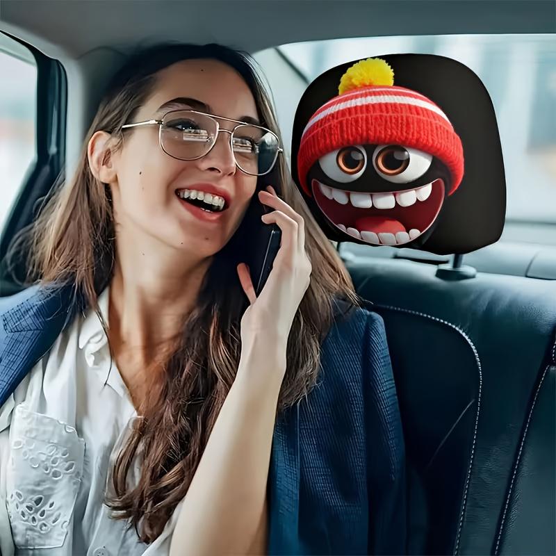 2 pezzi di Copricapo per Poggiatesta Auto a Forma di Cappello Rosso dei Cartoni Animati, una Decorazione Essenziale per l'Auto, Versatile e Adatto per la Guida su Lunga Distanza