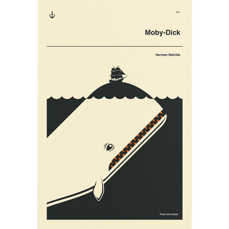 Classic Book Cover Moby-Dick Alice in Wonderland Minimalist Poster Print Canvas Painting Wall Art Pictures for Room Home Decor