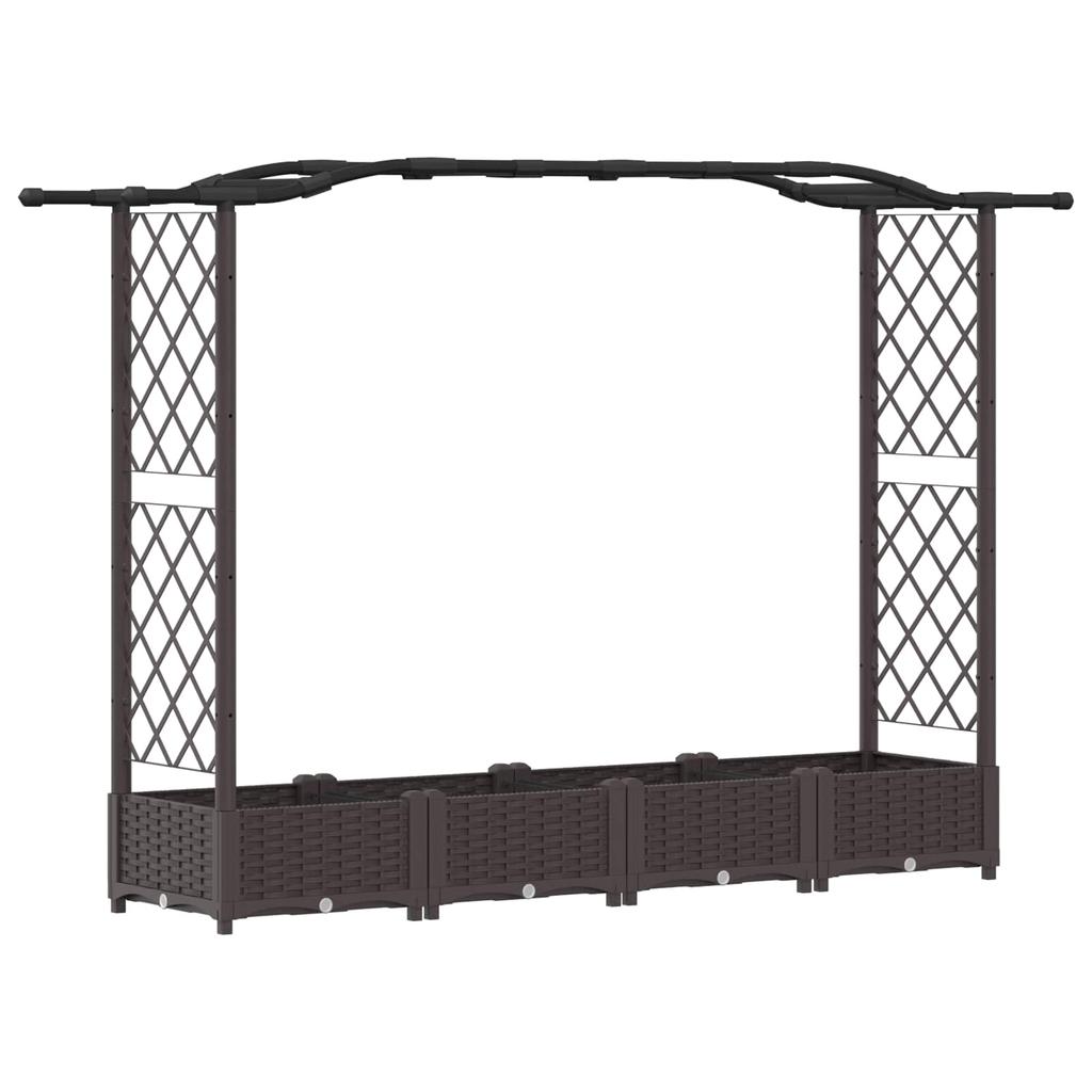 Elevated Planter with Trellis and Hanging Roof Brown 207 x 40 x 126 cm PP