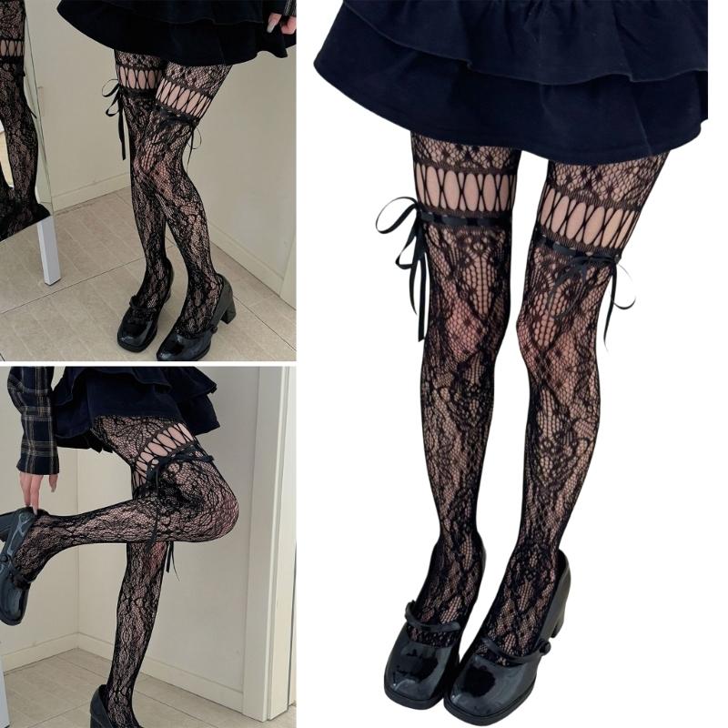 Women's Garter Belt Tights Patterned Fishnet Thigh High Stockings Tights High Waist Pantyhose Suspender Pantyhose Gifts