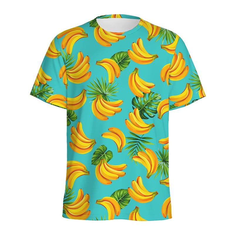 Aloha Banana 3d Printed T-shirt For Men Fashion Casual Short Sleeve Tops Summer Fruits Graphic Tees Kids Y2k Cartoon T Shirts