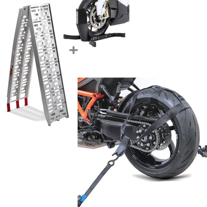 Set: CS1 Loading Ramp + Easy Plus Wheel Chock + Black Lashing Strap