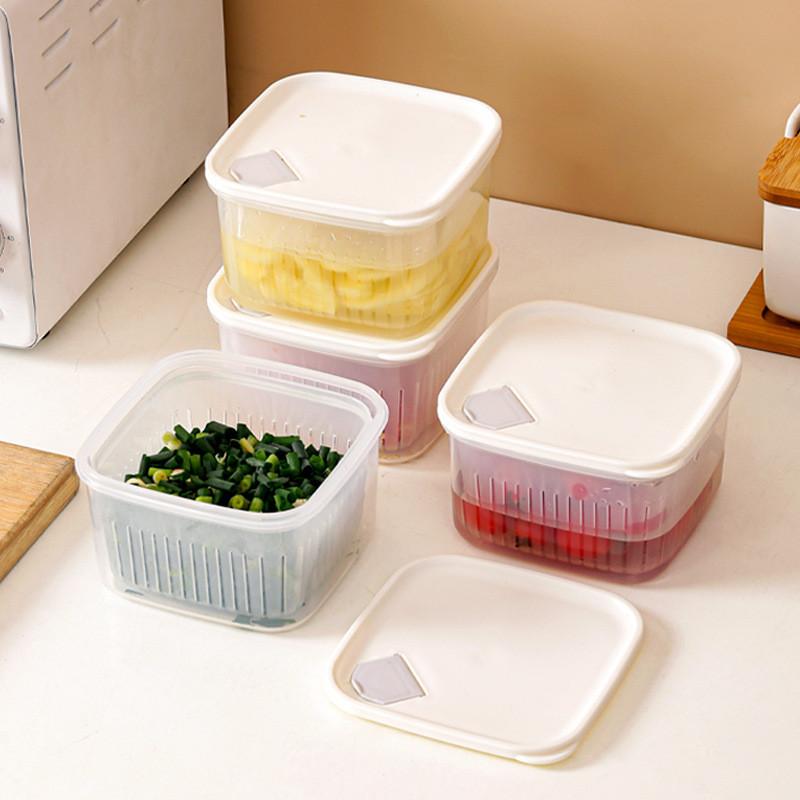 Plastic Kitchen Herb Keeper With Lid For Freshness And Drainage Storage For Adults
