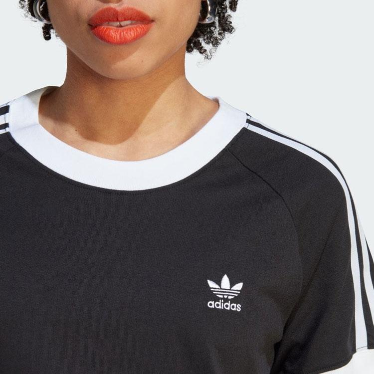 Adidas Originals Trefoil Three-Stripe Colorblock Short Sleeve T-Shirt Women Tops Black IK4051