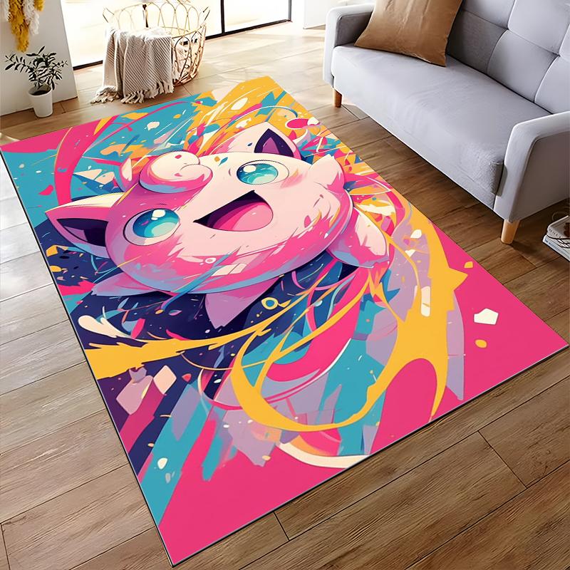 "Pink Cartoon Character Carpet with Vibrant Abstract Colors Design" Suitable for Use As an Anti-slip for Living Room Bedroom Sofas