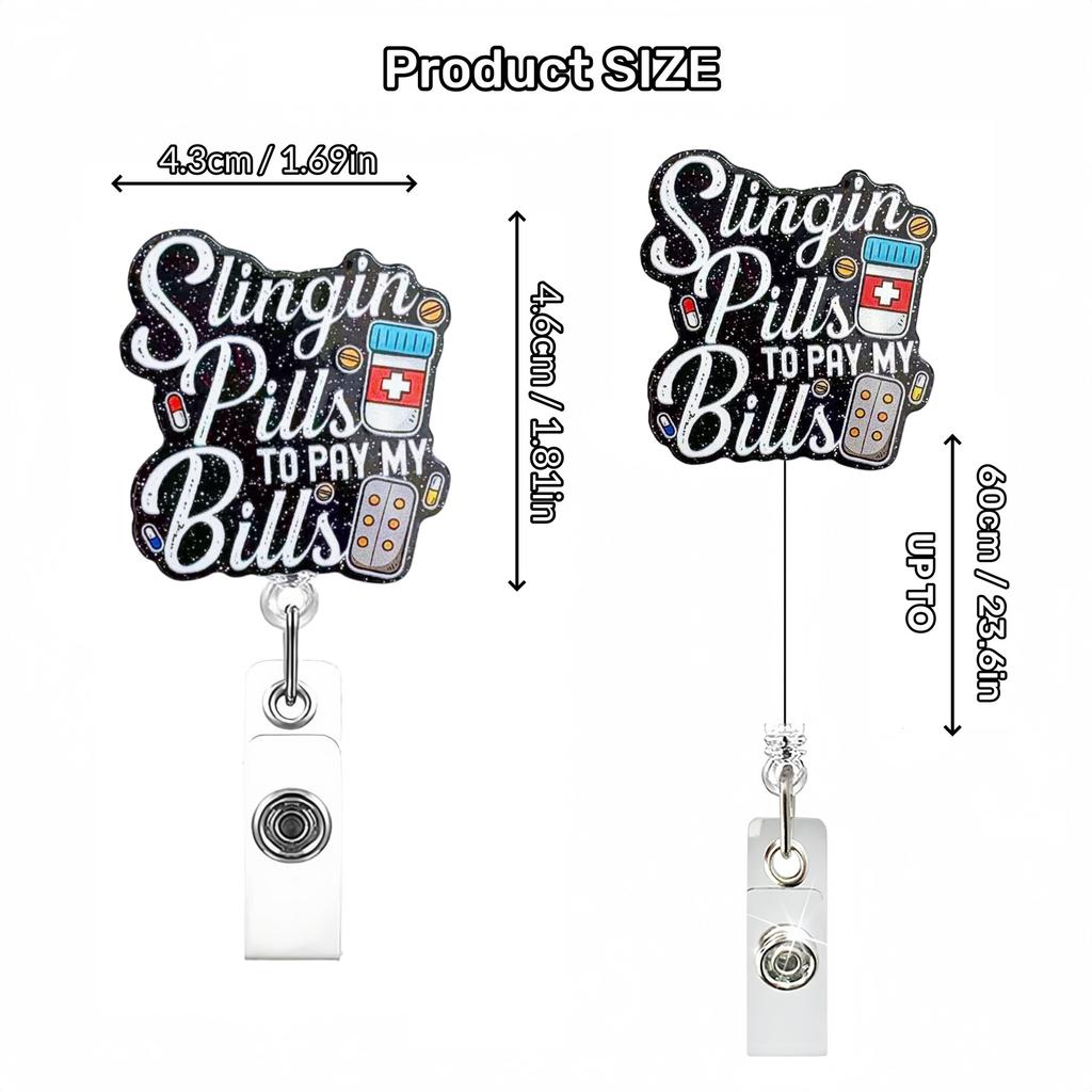 Acrylic Card Holder Lanyard Nurse Doctor Telescopic Badge Reel Chest Clip Creative Nurse Work Card Buckle Office Supplies