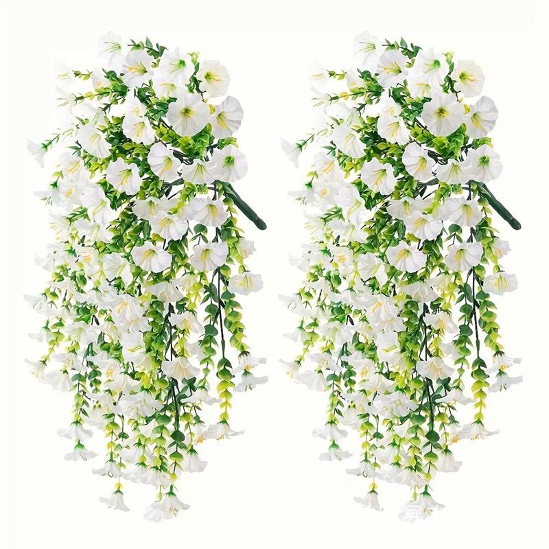 2pcs Artificial Morning Glory & Eucalyptus Hanging Decor Perfect for Home Garden Weddings Versatile Outdoor Plants Garden Party