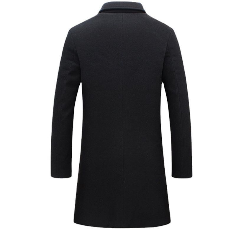 Mens Long Woolen Trench Coat Large Size Single Color Woolen Coat