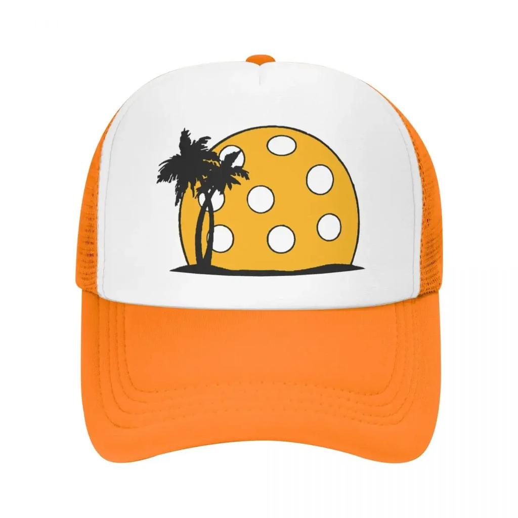 Pickleball Beach Sunset Foam Mesh Trucker Hat Casual Summer Breathable Meshback Sun Caps Adjustbale