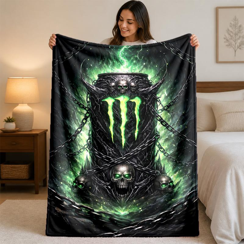 Coperta in Flanella Stampata Monster Energy Morbida Calda Coperta Plaid in Peluche Per Letto Divano Divano Uso Domestico Interno