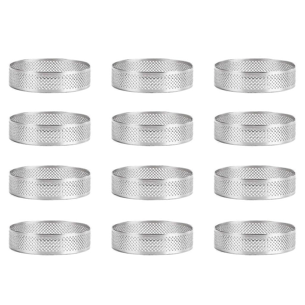 48 Pack Stainless Steel Tart Rings 3 In,Perforated Cake Mousse Ring,Cake Ring Mold,Round Cake Baking Tools