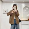 Plus Size Women Suede Open Front Jacket Casual Commuting Outerwear
