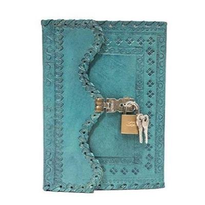 Handmade Embossed Travel Diary with Classic Style/Formate - Denim Blue. Size 7X5 Inches.