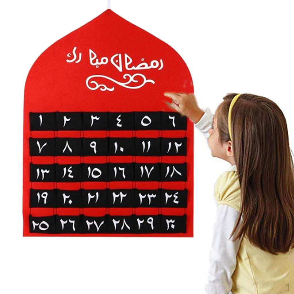 

Ramadan Decorations Advent Calendar Wall Hanging Felt Sticker Red