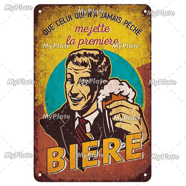 BU BAR Vin Beer Metal Sign Vintage Plaque Alcohol Tin Sign Plate Wall Decor For Bar Club Man Cave Art Jim Beer Poster Custom