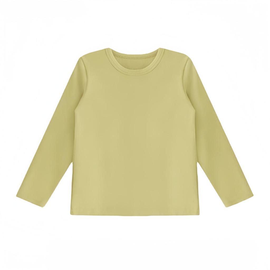 Kids' Long Sleeve Base Layer Top - Plain White or Black Pure Cotton T-shirt for Boys and Girls, Spring/Fall Wear