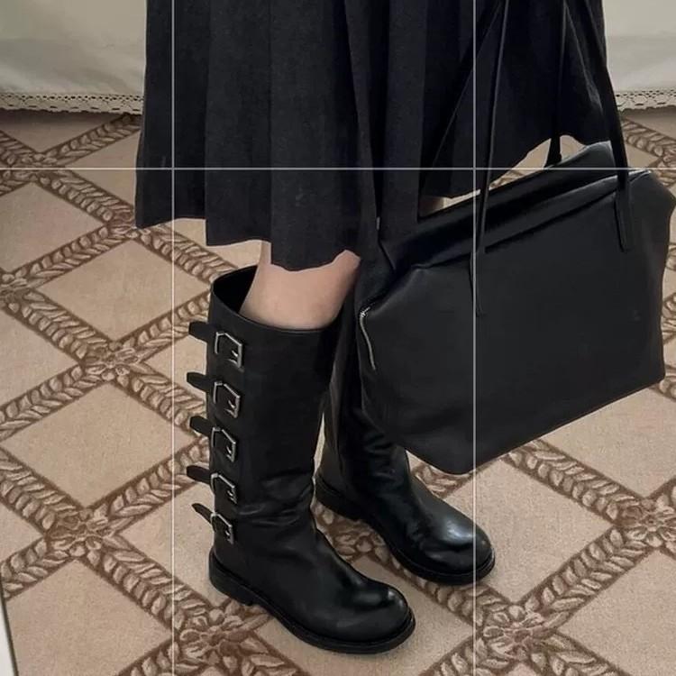 

Новый нишевый дизайн ботильоны с круглым носком на толстом каблуке из натуральной кожи женские универсальные прямые ботинки 40 чёрный