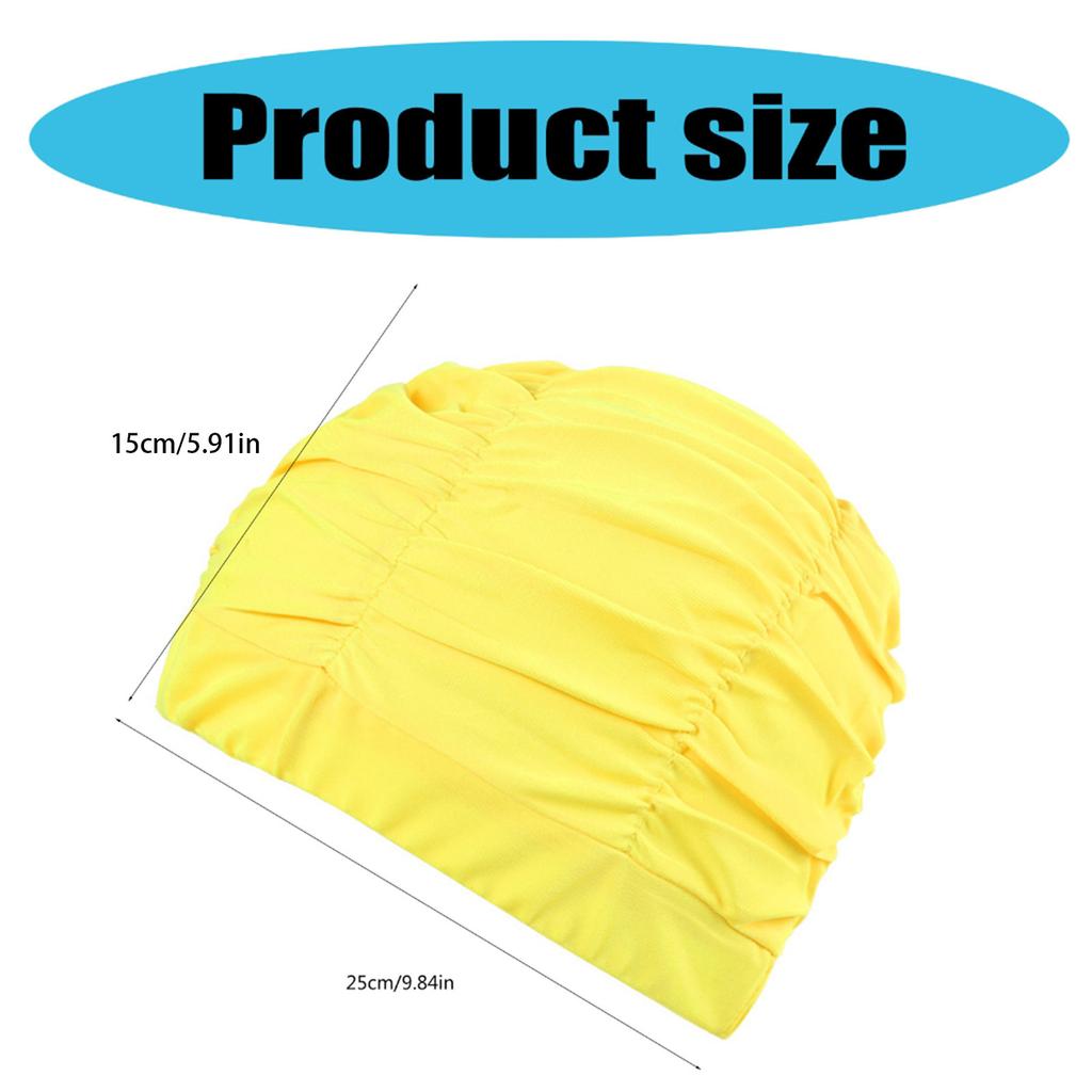 Fabric Swimming Cap for Women Man Pleated Elastic Comfort Bathing Cap Keep Hairstyle Unchanged Nylon Cloth Swim Cap