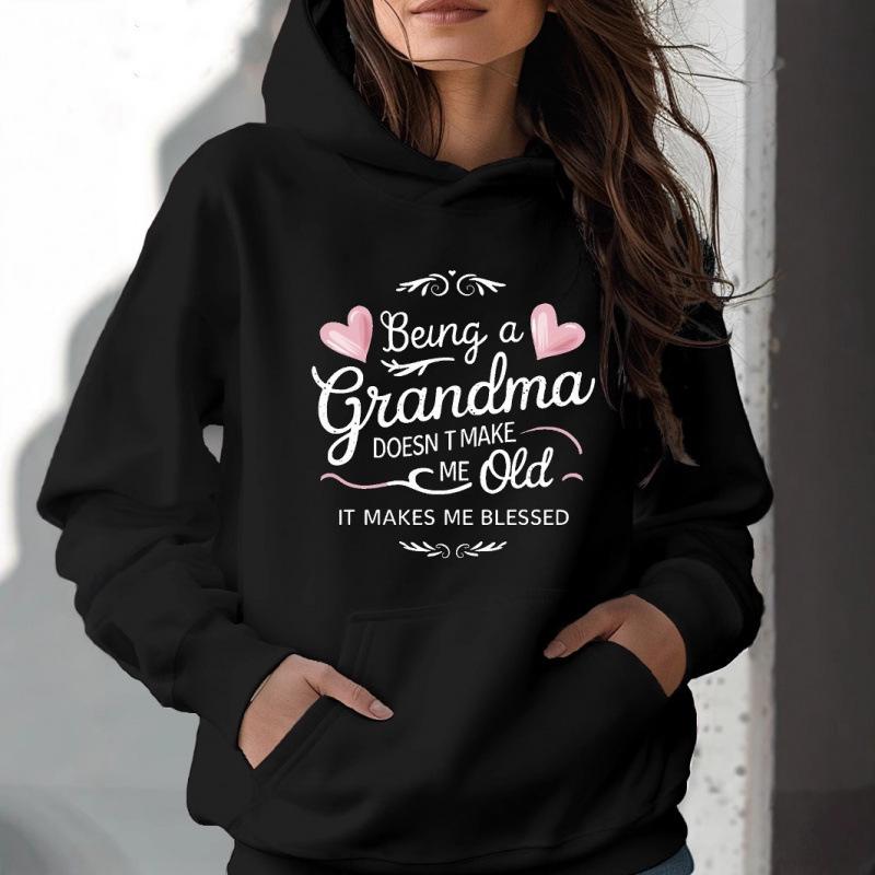 2025 Stylish European Long-Sleeve Letter Print Hoodie for Women - Casual Autumn/Winter Sweatshirt