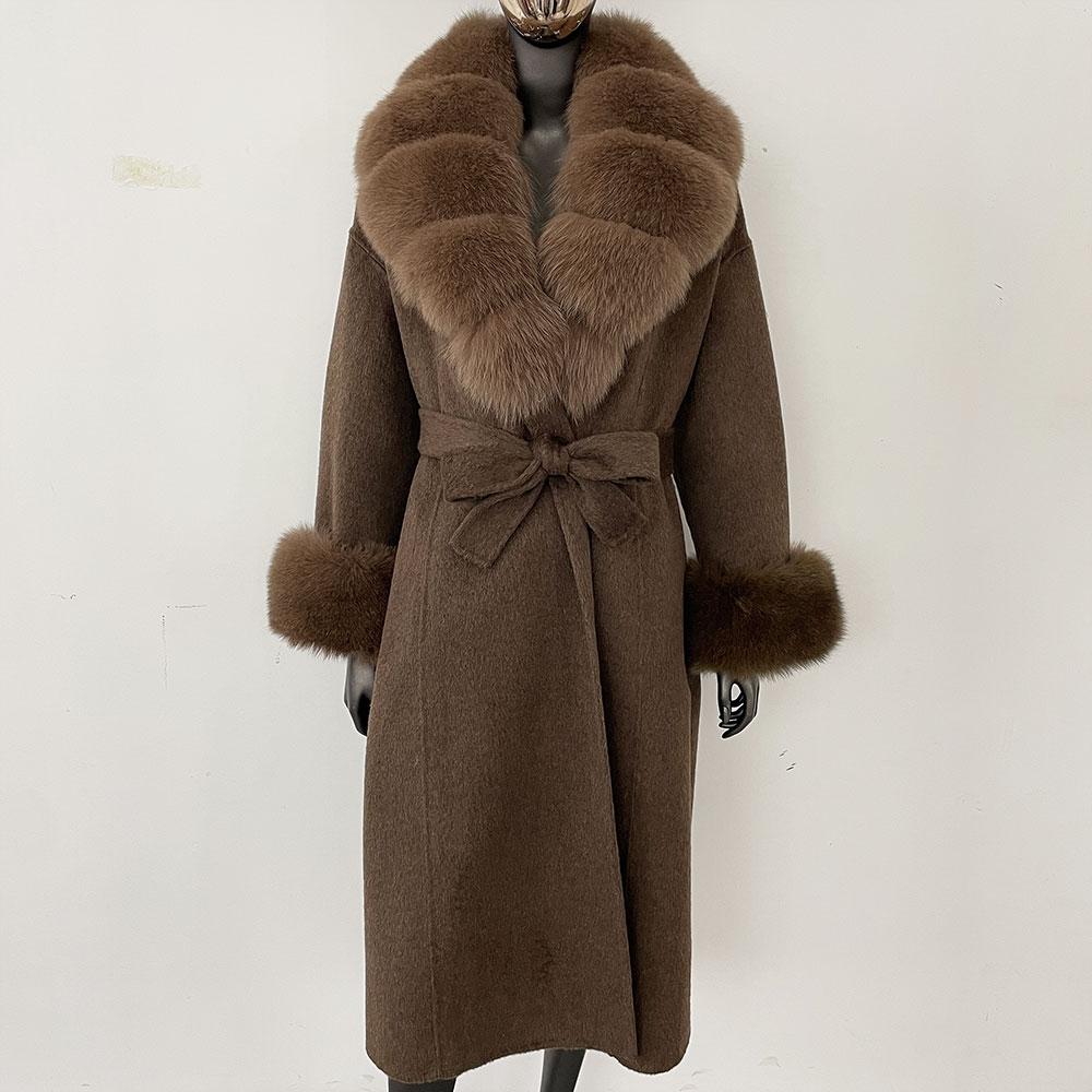 OFTBUY Wool Coat Women 2024 Autumn Winter Real Fox Fur Jacket Female Long Warm Natural Fox Fur Collar Fur Cuffs Coat Woolen Coat