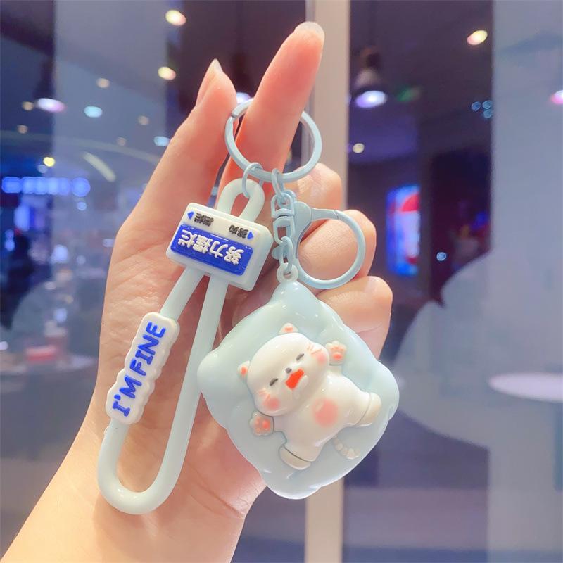 Cute Creative Sleeping Panda Piggy Keychain Bag Pendant Children's Toy Doll Machine Gifts Couple Accessories