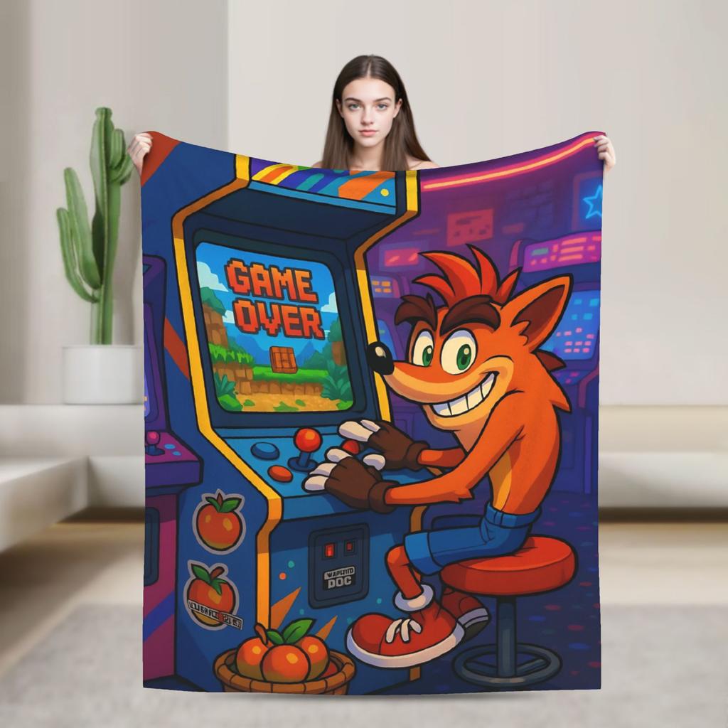 Weiche Warme DeckeStudenten Dekorative Crashs Bandicoots Überwurfdecke Flanell Tagesdecke Für Wohnzimmer Ästhetische Sofa Bettdecke