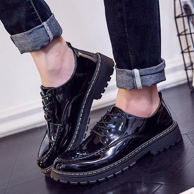 Чорне Круглий Носок Шнурівка Товста Підошва Чоловіче Повсякденне Взуття на Розпродажі Новинка Ретро Розкішне Легітимне Зручне 2025 Чоловіче Шкіряне Взуття