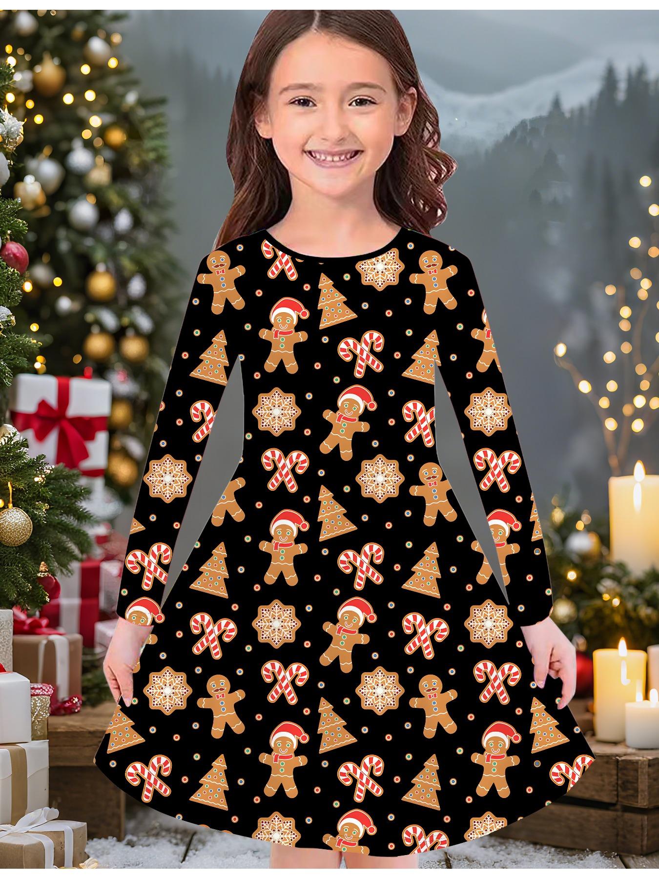 

Модна осінньо-зимова сукня для дівчаток, 3D різдвяний принт, кругла горловина, довга дитяча футболка-сукня, повсякденна універсальна, різдвяний одяг 170 жовтий