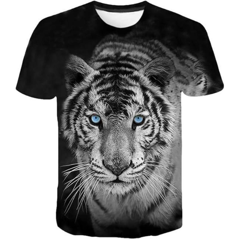 Men's Women's T-shirt with Tiger Lion Leopard Portrait Pattern 3D Digital Print Loose Short Sleeved Top T-Shirts Men’s