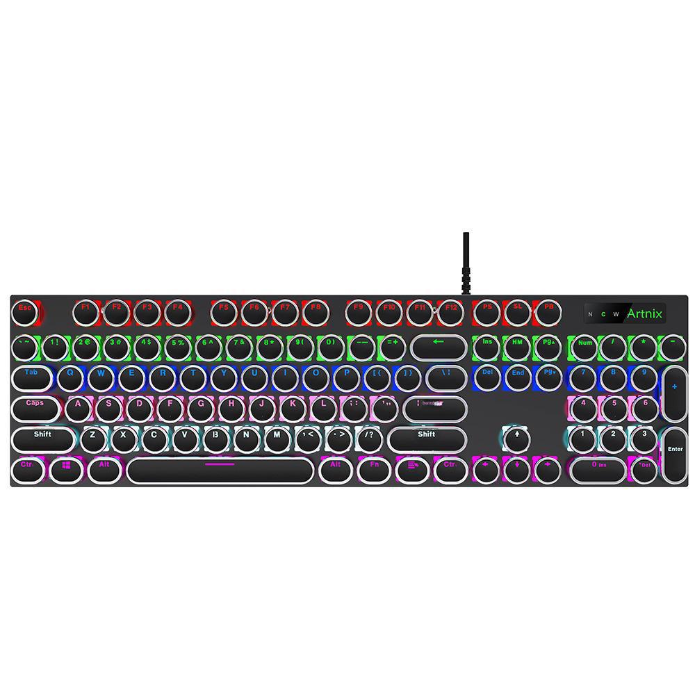 104-Key Retro Electroplated Metal Punk Mechanical Keyboard with Translucent Taiwan Phonetic Keycaps