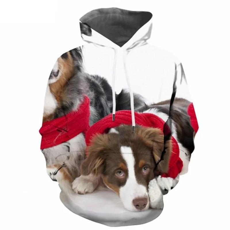 Christmas Cute Dog Hoodie For Men 3d Printed Animal Sweatshirt Harajuku Kids Hooded Tops Casual New Year Long Sleeves Hoodies