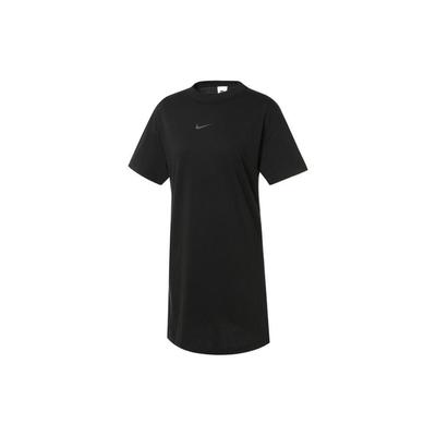 Casual Loose Soft Comfortable Breathable Round Neck Short Sleeve Dress Women Dresses Black DM4664-010