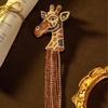 Vintage Giraffe Tassel Earrings Light Luxury Style Full Of Diamonds
