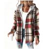 Women S Loose Fit Hooded Long Sleeve Plaid Plush Polyester Coat For Autumn Winter
