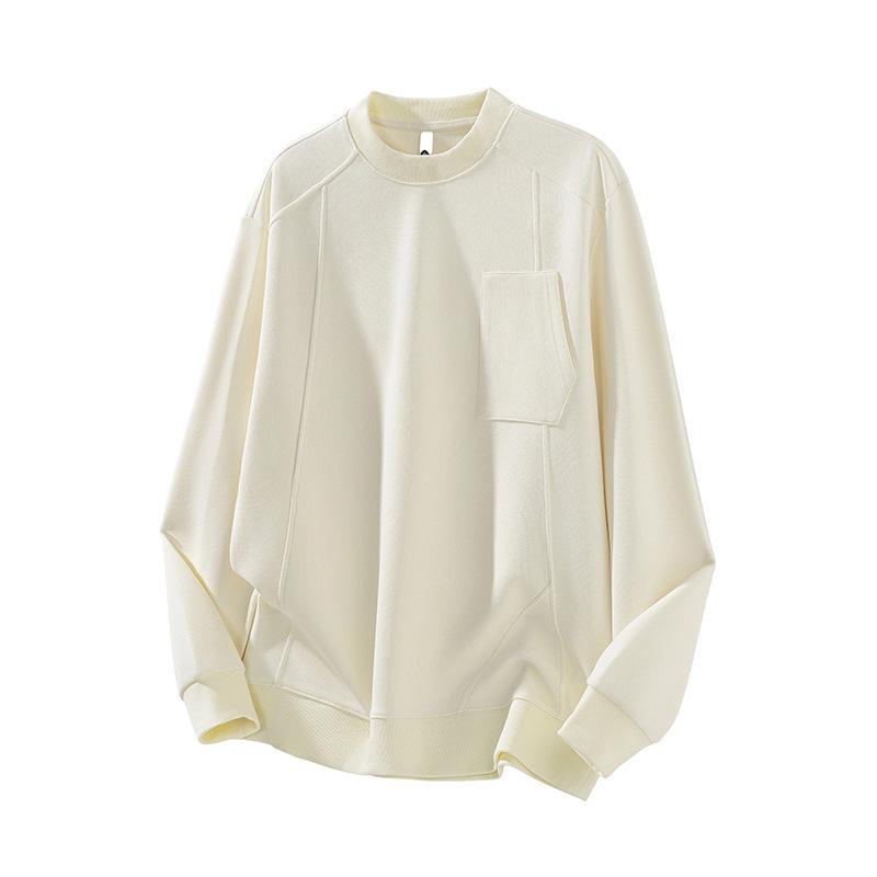 

Mu Yuan Men s Trendy Fleece-Lined Deconstructed Hoodie - Casual Loose Fit Round Neck Top L (110-130 jin)