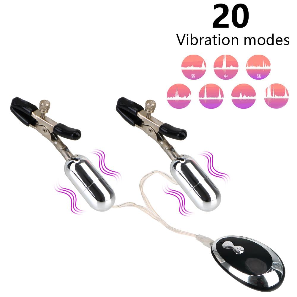 Brystvorteklemmer Klitorisk klips Brystvorte Klitoral Stimulere Brystmassasje Vibrator Sex Shop 20 Frekvens SM Produkter Sexleketøy for Kvinner Par