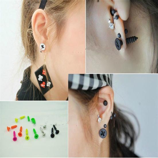 1 Pair Punk Gothic Unisex Stainless Steel Screw Stud Earrings Jewelry