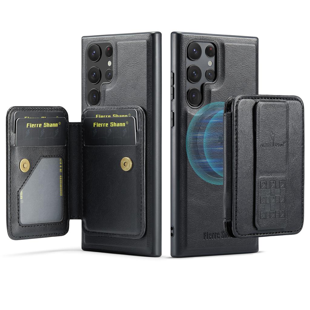 Detachable Magnetic Wristband Auto Leather Case for Samsung Galaxy S25 Ultra/Edge S24 Plus S23 FE S22 Card Holder Wallet Cover