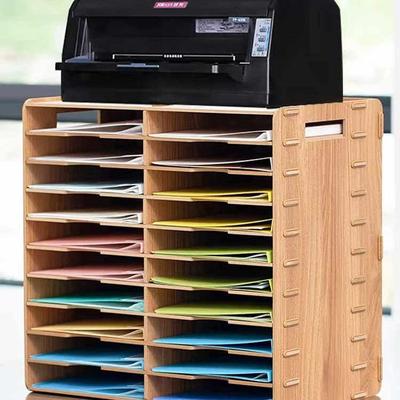 Support de stockage de fichiers de bureau: Organisateur en bois A4 multicouche à grande capacité