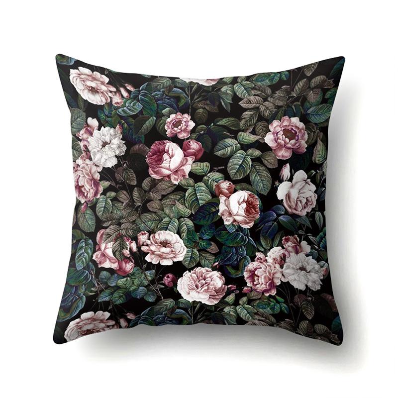 Polyester Pillowcase Plant Decoration Home Printed Pillow Car Waist Cushion Sofa Bed Head Cushion Cover