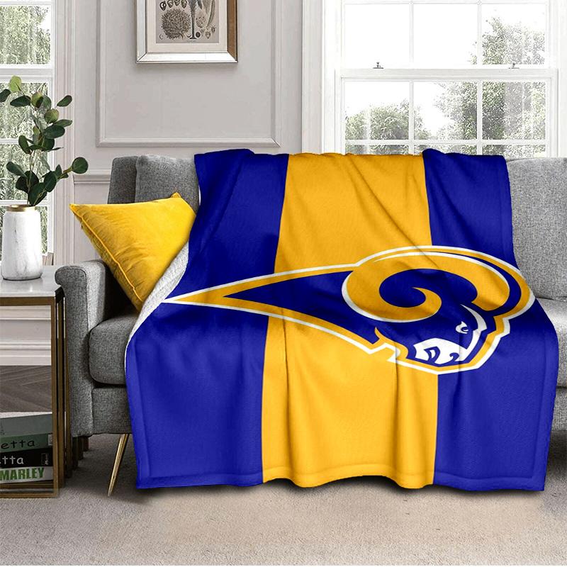 Rams Team Spirit Printed Throws Blanket Soft Flannel Blankets for Couch Bed Gifts for Men Women Picnic Blanket Christmas Gifts