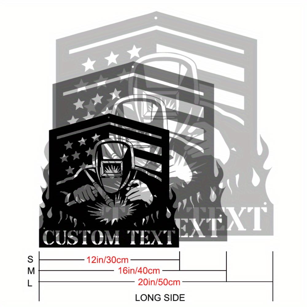 

Distinctive Custom Welder Metal Wall Sculpture US Flag Ironwork Personalized Name Patriotic Workshop Decor 30cm