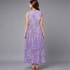 Ladies Plus Size Sleeveless Crew Neck Dress Distinct Floral Printed Loose Mid Length Dress