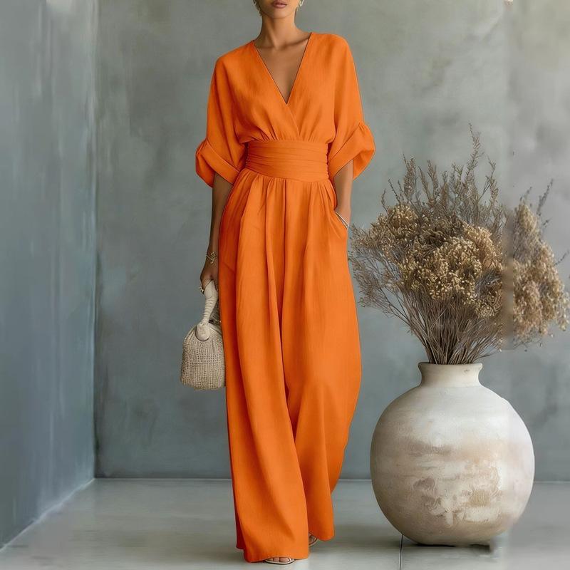 2026 Spring Women's Colorblock Print V-Neck Spaghetti Strap Long Dress