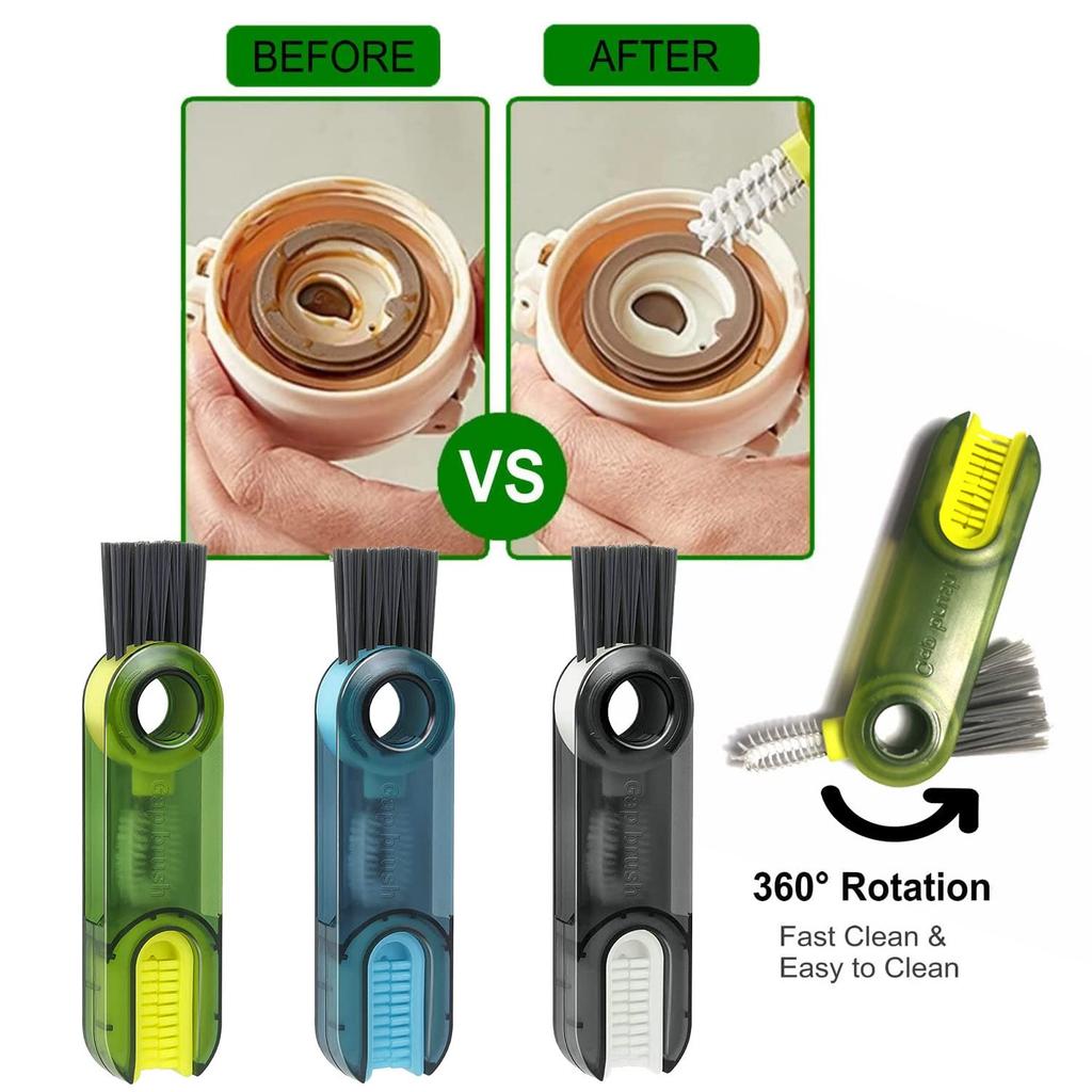 3 In 1 Bottle Gap Cleaner Brush Multifunctional Cup Cleaning Brushes Water Bottles Clean Tool Mini Silicone U-shaped Brush