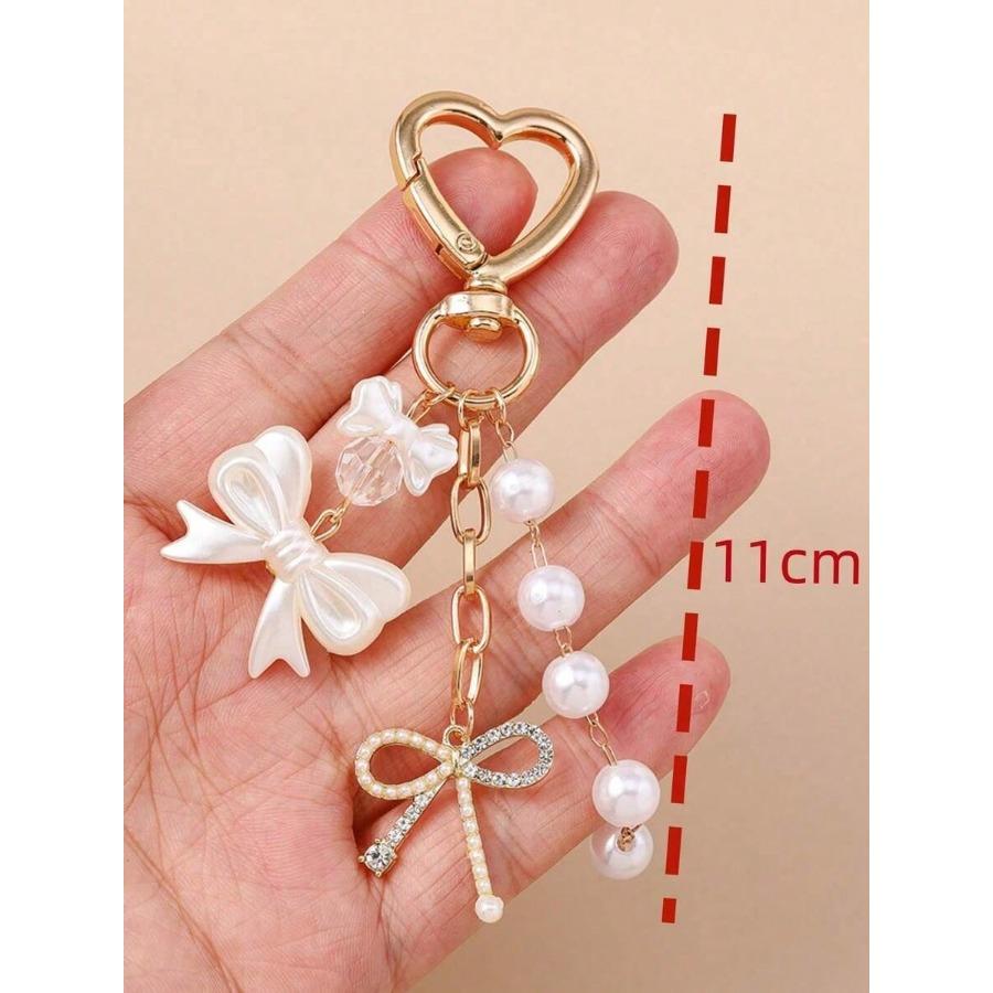 1pc Unisex Faux Pearl Bow Keychain Pendant Beach Vacation Series Gift For Friends Keychain Accessory Car Accessories For Woman Gifts For Women
