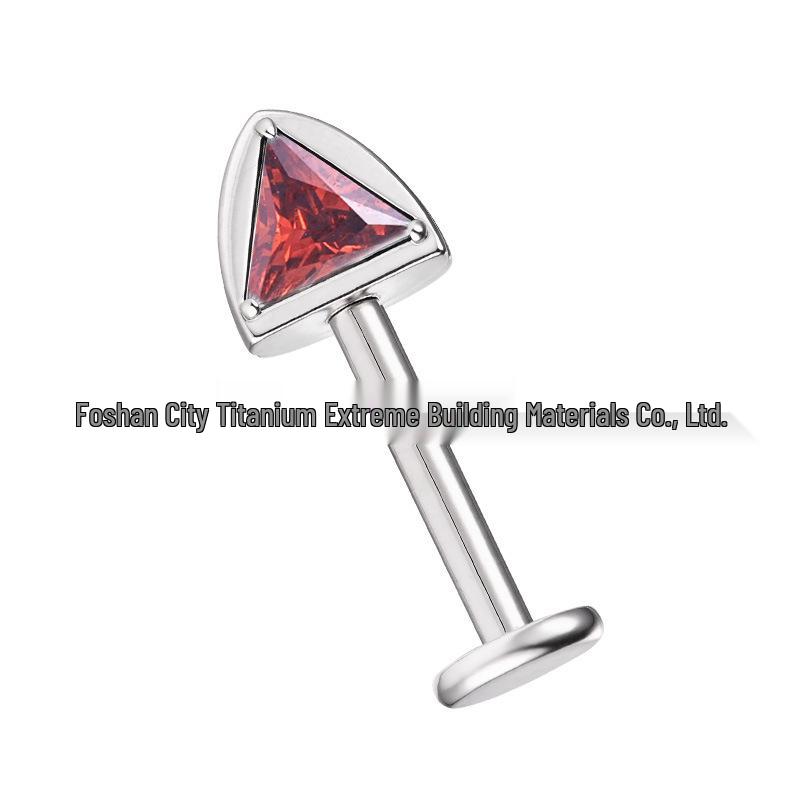 Titanium Alloy Cat Ear Studs with Zirconium and Diamond Accents, Mirror Polished Devil Studs for Ear Cartilage. M0.9 Head Only
